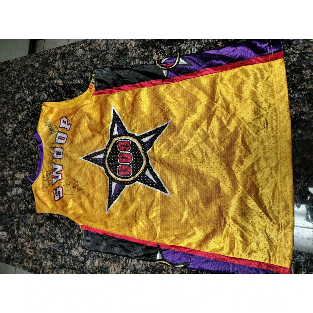 Harlem Wizards Jersey Youth Medium Yellow Signed Swoop 000 Basketball Mesh Shirt
